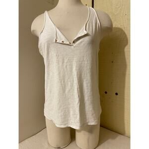 Nation LTD Women's Size Large Cotton Henley Tank Top‎ White
